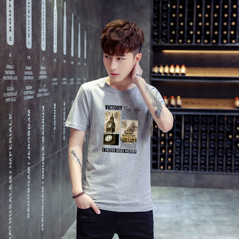 2021男士跑量夏季新款短袖T恤时尚印花男时尚4002-T5513图片