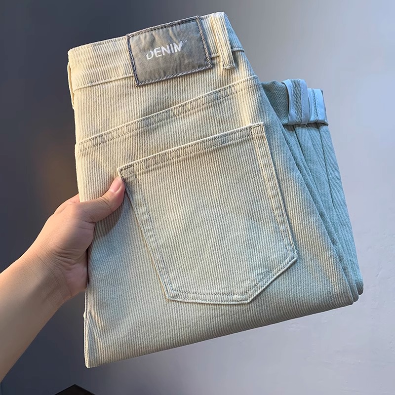 高端显高2025新款休闲牛仔裤男春秋冬季微宽松修身小直筒裤男裤子