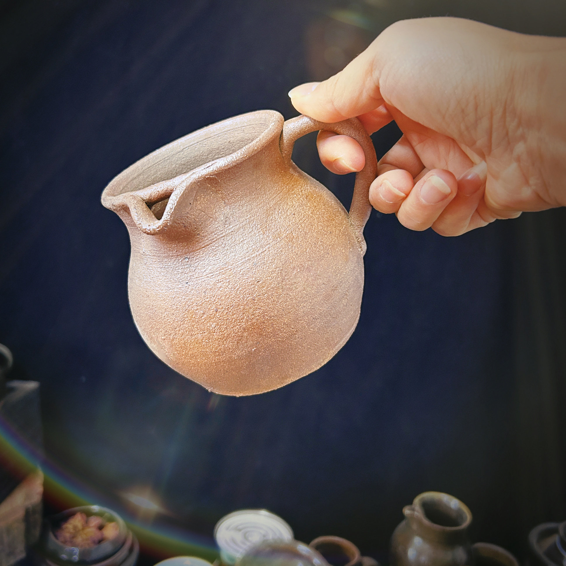 甘肃手工柴烧复古粗陶侧把壶土陶煮茶壶罐罐茶煮茶器茶具围炉煮茶