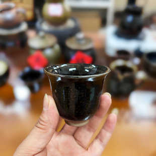 成县沙坝传统龙窑手工制作粗陶土陶品茗杯主人杯单个功夫小酒杯子