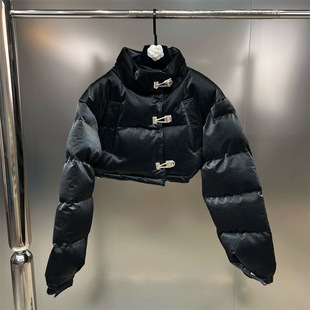 女童立领短款皮棉服儿童白色PU皮棉衣小女孩洋气金属扣羽绒棉冬装