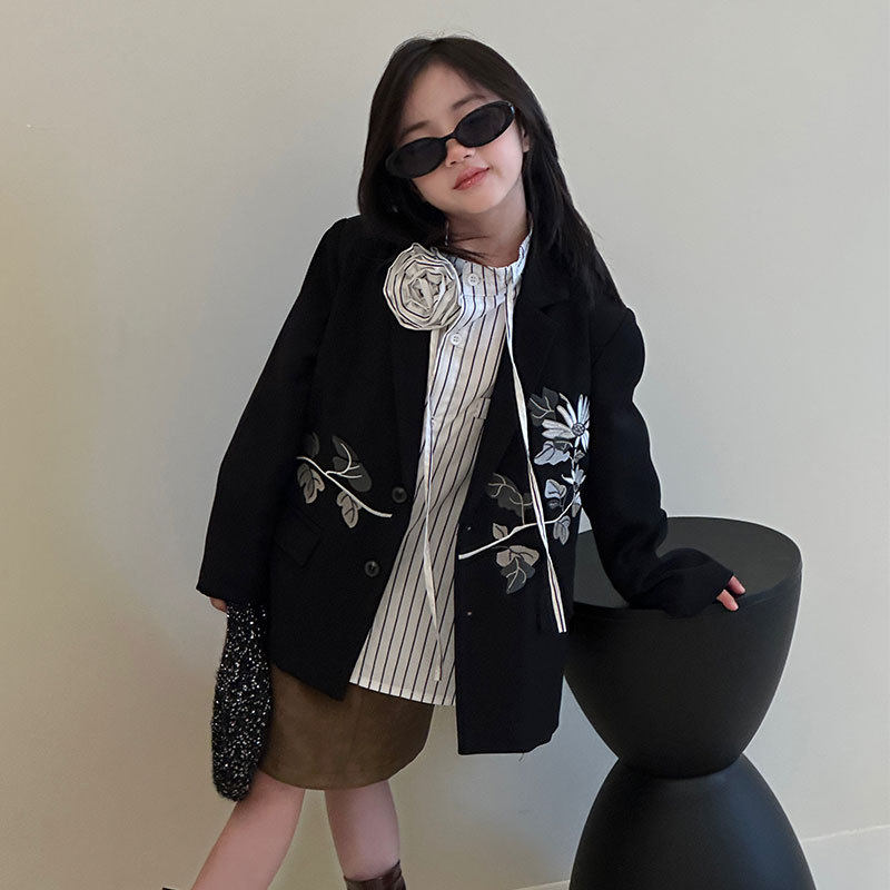 女童条纹衬衫儿童春秋设计感立体花朵长袖衬衣小女孩洋气打底衫潮,童装/婴儿装/亲子装,衬衫,淘宝优惠券,粉丝福利购,淘宝优惠卷