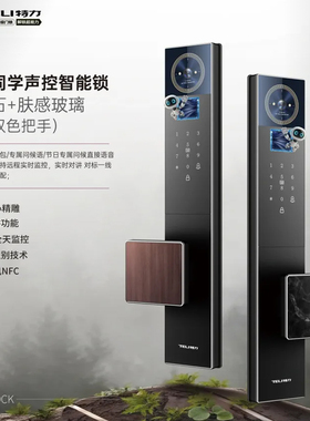 TELI智能锁 ys6000指纹密码锁CNC工艺蓝宝石玻璃声控AI入户门锁