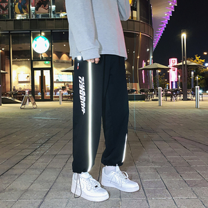 402-5-AK-002-P55 21秋运动裤潮牌宽松ins高街反光条休闲抽绳裤图片