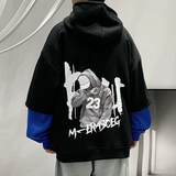 B266-WY-222-P5022春大皂原创宽松休闲oversize连帽假两件卫衣，男装卫衣，星座B257-1