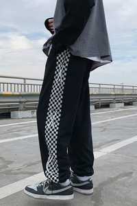 B266-AK-016-P50 22春 原创设计新款棋盘格裤子运动宽松休闲裤图片