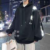 B266-WY-221-P6022春潮反光印花宽松休闲大码连帽卫衣，男装卫衣，星座B257-1