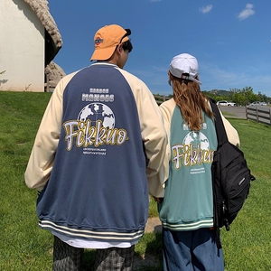 402-5-WY-202-P65 22春潮字母刺绣印花宽松vibe棒球服情侣外套图片