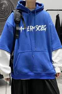 B266-WY-222-P50 22春 大皂原创宽松休闲oversize连帽假两件卫衣图片