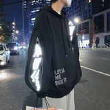 B266-WY-221-P6022春潮反光印花宽松休闲大码连帽卫衣，男装卫衣，星座B257-1