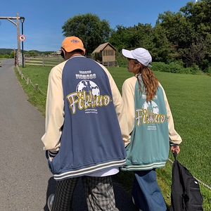 402-5-WY-202-P65 22春潮字母刺绣印花宽松vibe棒球服情侣外套图片