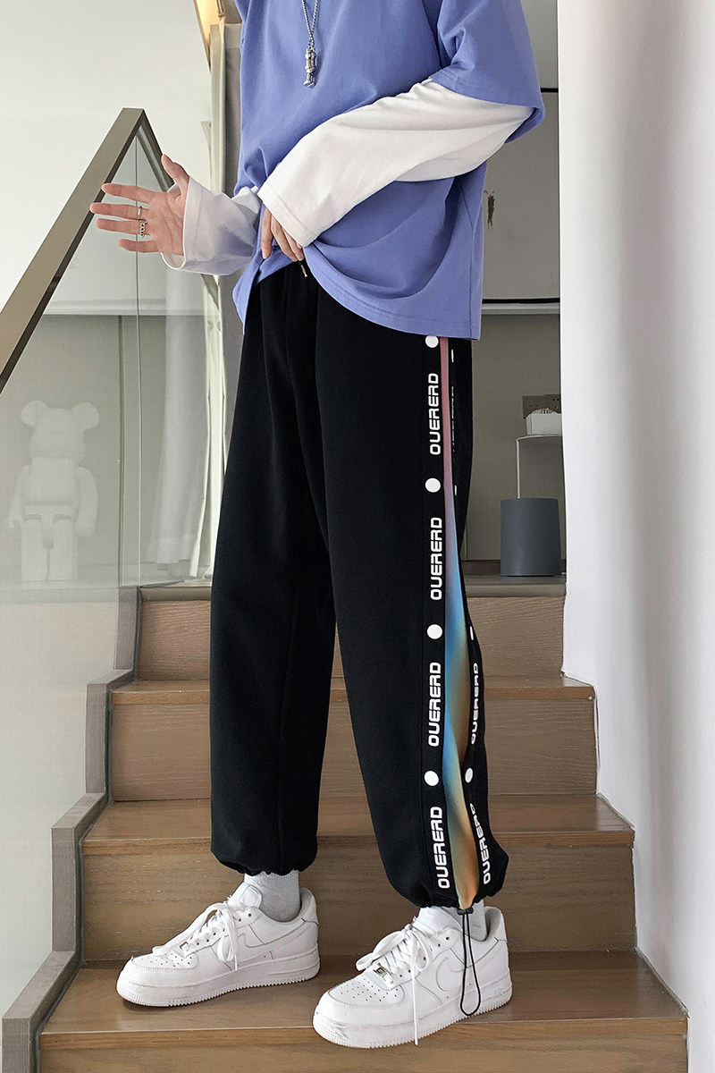 402-5-AK-006-P5521秋宽松休闲渐变印花港风排扣束脚裤,男装休闲裤,星座B257-1