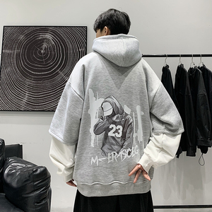 B266-WY-222-P50 22春 大皂原创宽松休闲oversize连帽假两件卫衣图片