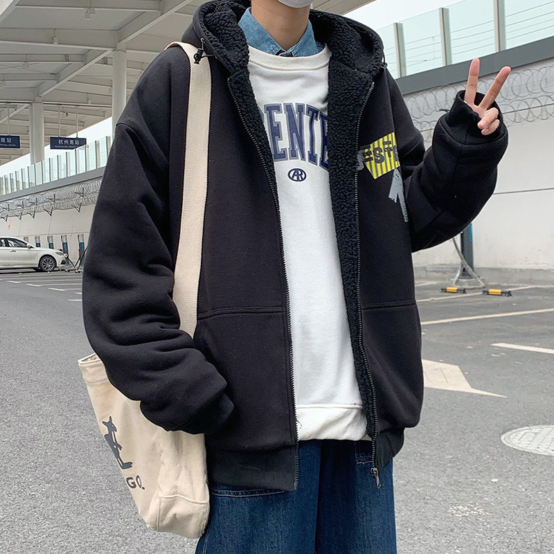 B266-WY-703-P95羊羔毛开衫卫衣加绒加厚外套宽松连帽上衣,女装短外套,星座B257-1