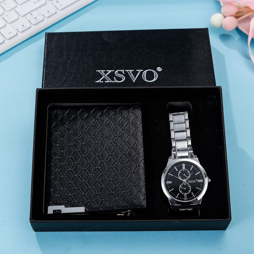 Business Watch Leather Wallet Gift Set for Boyfriend men Dad