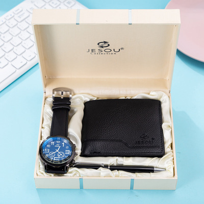 Wristwatch wallet cufflink ballpoint pen Gifts Set for men
