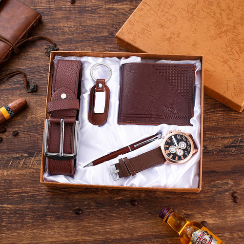 Business Watch Leather Wallet Gift Set for Boyfriend men Dad