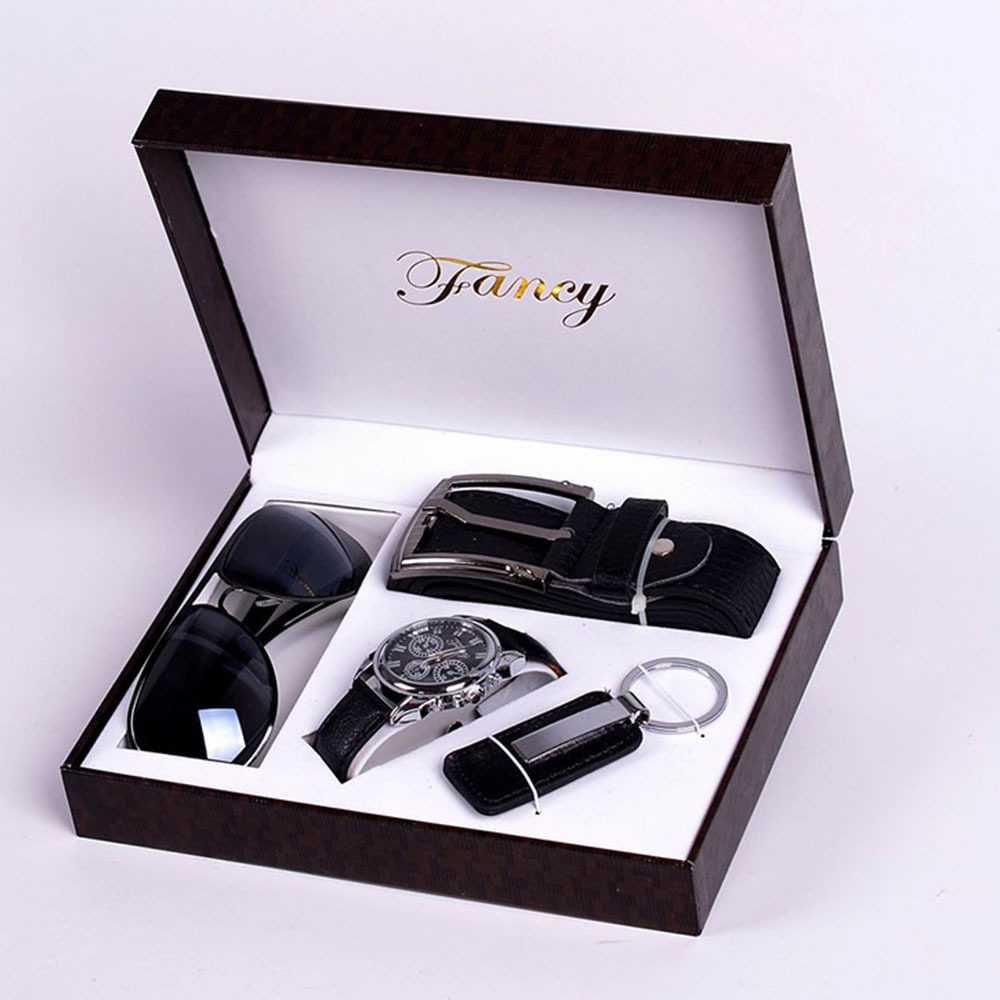 Quartz Wrist Watch Leather Wallet Gift Set for Boyfriend men