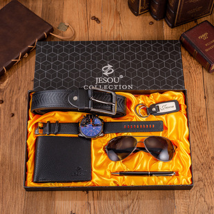 Quartz Wrist Watch Leather Wallet Gift Set for Boyfriend men