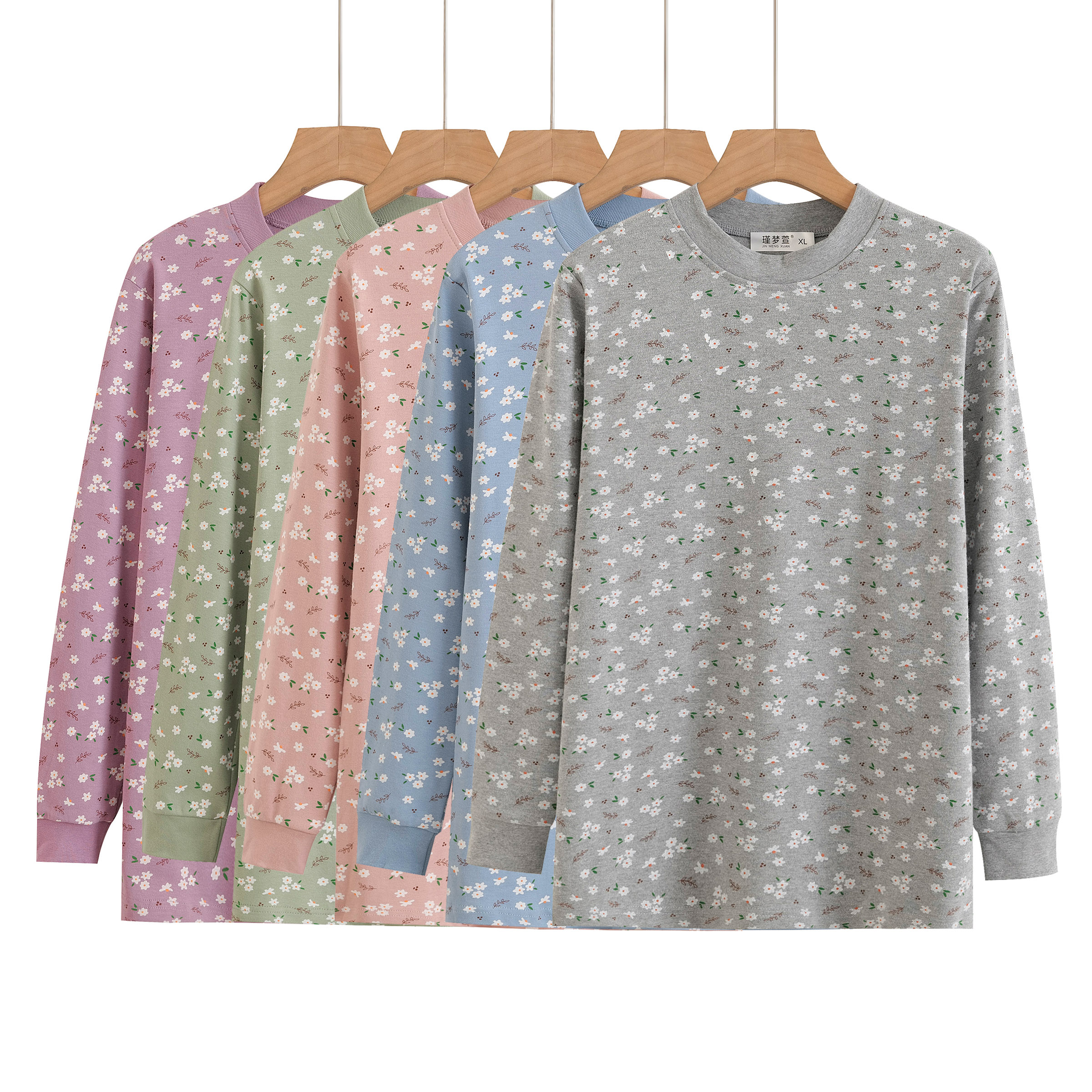 纯棉内穿秋衣女士上衣单件大码打底衫全棉薄款保暖内衣妈妈棉毛衫