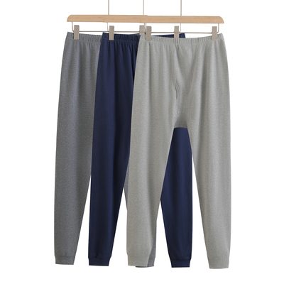 中老年人纯棉秋裤男士宽松衬裤高腰全棉线裤大码保暖裤薄款春秋季