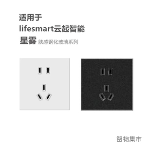 适用lifesmart云起智能星雾开关面板配套USB五孔86型AG玻璃插座