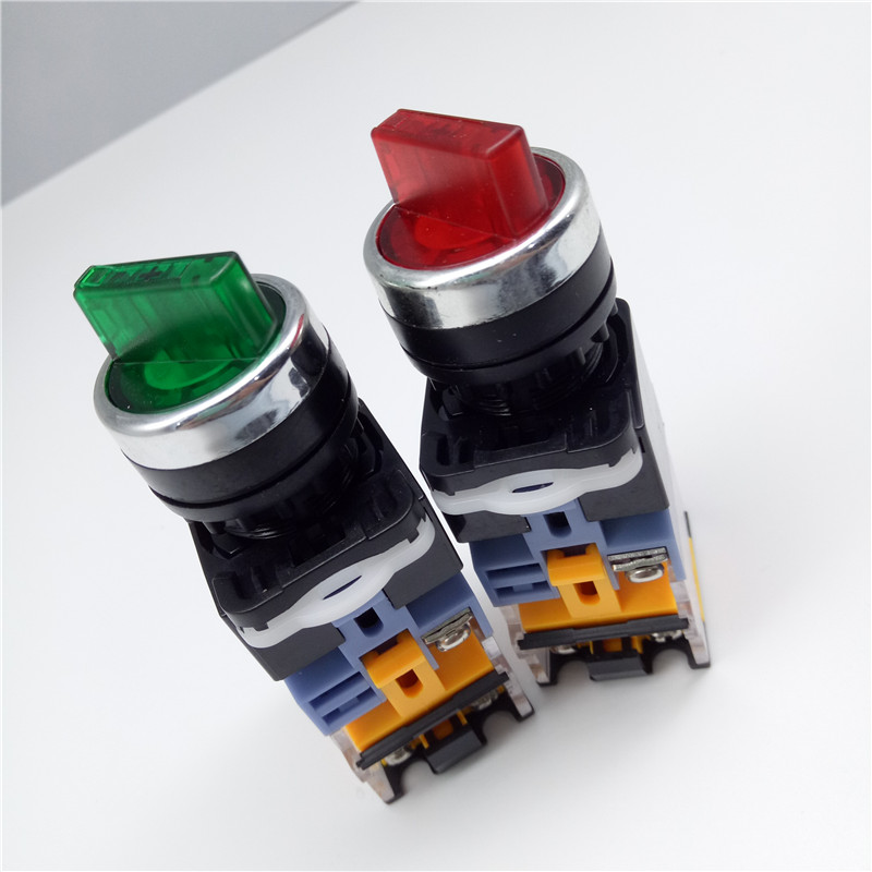 22mm红绿带LED灯旋转换选择控制按钮开关自锁LA38-11XD/2 20XD/3