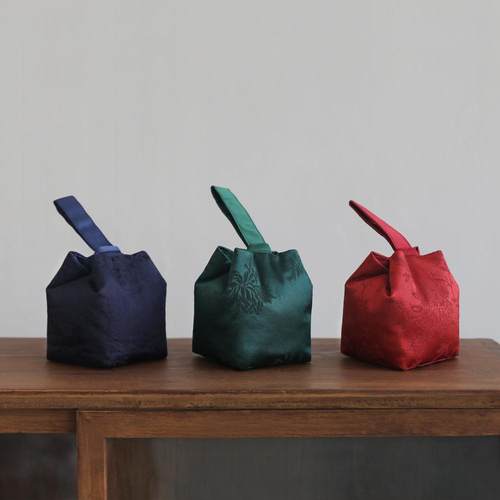 春泥茶杯布袋旅行袋丝绸茶具加厚便携提手盘扣收纳袋手工茶壶布包