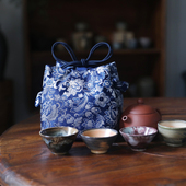 春泥加厚织锦缎茶杯茶具布袋杯袋壶袋茶壶收纳旅行一壶四杯大布包