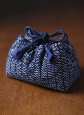 春泥蓝色加厚茶壶茶具茶杯收纳包旅行包布袋中式手提一壶两杯布包