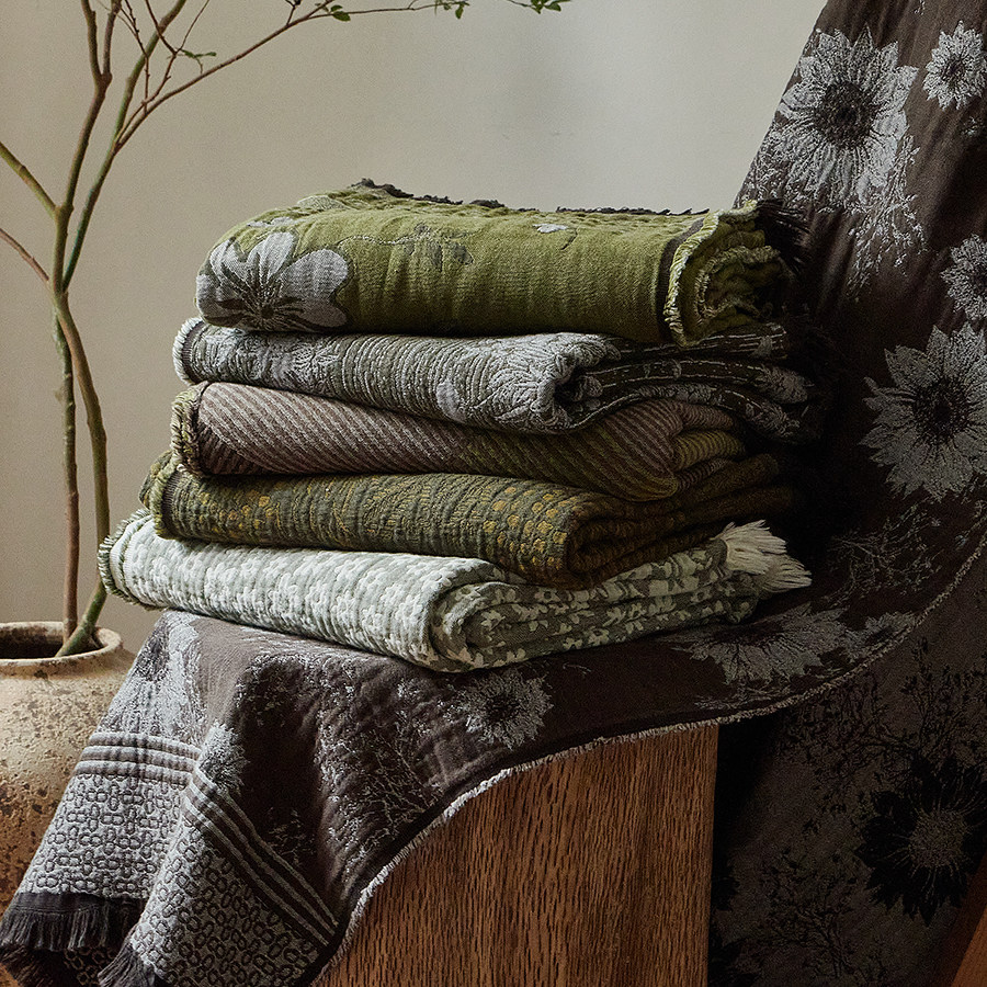 墨茵慵懒风 | 全棉色织提花毯子纯棉可披可盖沙发毯午休毯旅行毯