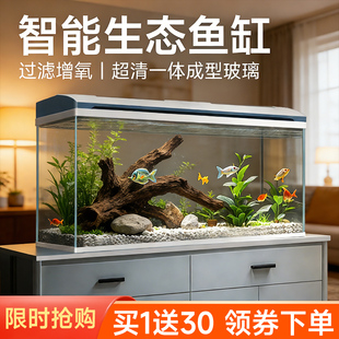 超白玻璃鱼缸过滤制氧一体机客厅中小型免换水生态家用造景水族箱