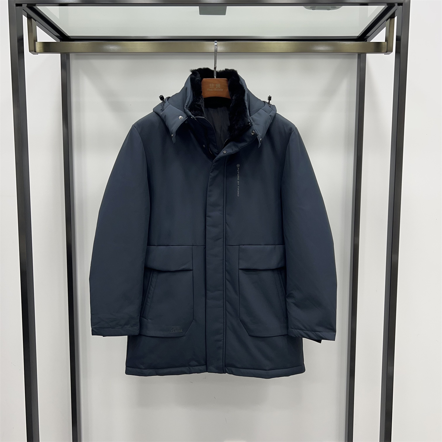 非贤品牌男士羽绒服25年冬季脱卸帽兔毛领中长款中老爸爸保暖外套