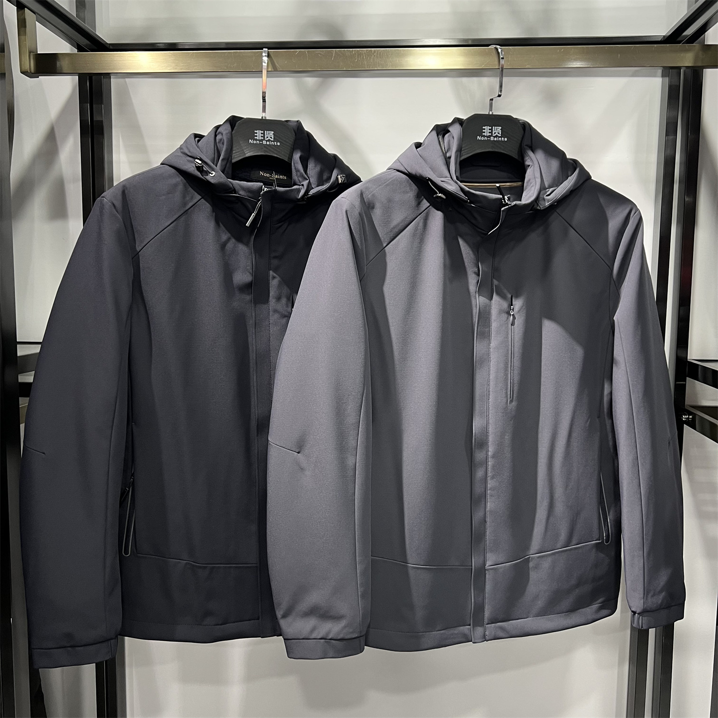 高品质脱卸帽鸭绒内胆连袖男羽绒