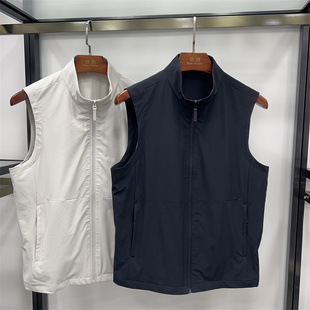 拉链坎肩上衣 商务休闲立领微弹免烫短款 非贤薄款 马甲25年春夏男士