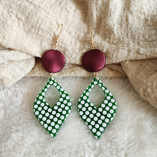 游园惊梦 复古港风波点八九十年代摩登显白几何气质耳环耳夹824