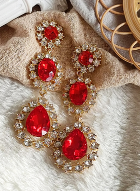 复古宫廷耳饰奢华夸张摩登港风长款气质新娘耳环耳钉耳夹B084