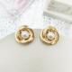 复古圆圈拉丝珍珠耳钉女气质设计感名媛耳饰新款 爆款 银针C252