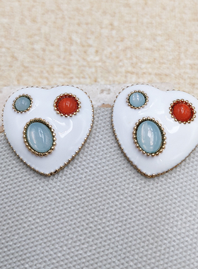 法式小香风奶白色优雅耳钉复古气质港姐耳环无耳洞耳夹女B716