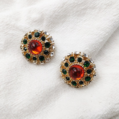 vintage中古复古宫廷耳饰红