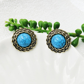 欧美复古耳饰外贸仿松石圆形耳钉优雅高级感女轻奢时尚 女C278