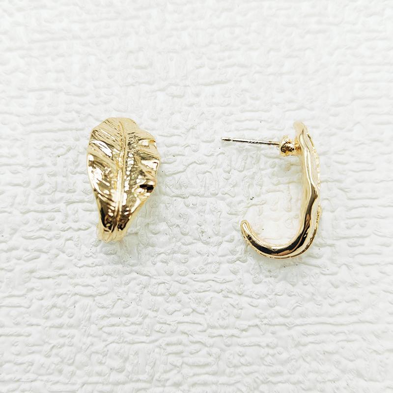 欧美个性耳饰褶皱设计C字耳钉气质小众时尚金属感耳环女C265