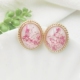 中古小花耳饰粉色花朵复古风椭圆中式 耳钉耳饰耳夹女C284