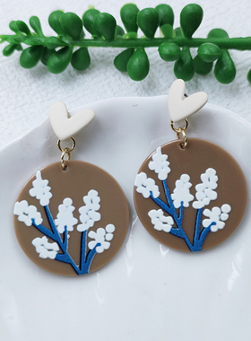 新款奶咖色网红铃兰花耳环温柔气质清新耳钉配大衣显示气质B647