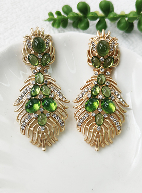 【大款】欧美跨境高档耳饰夸张民族风绿色喜庆耳环时尚C048