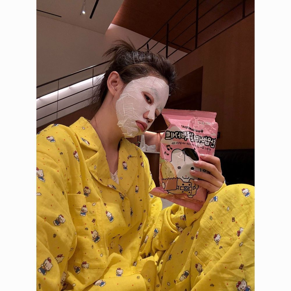 春秋款可爱凯蒂猫卡通女生黄色睡衣云朵棉透气长袖长裤居家服套装