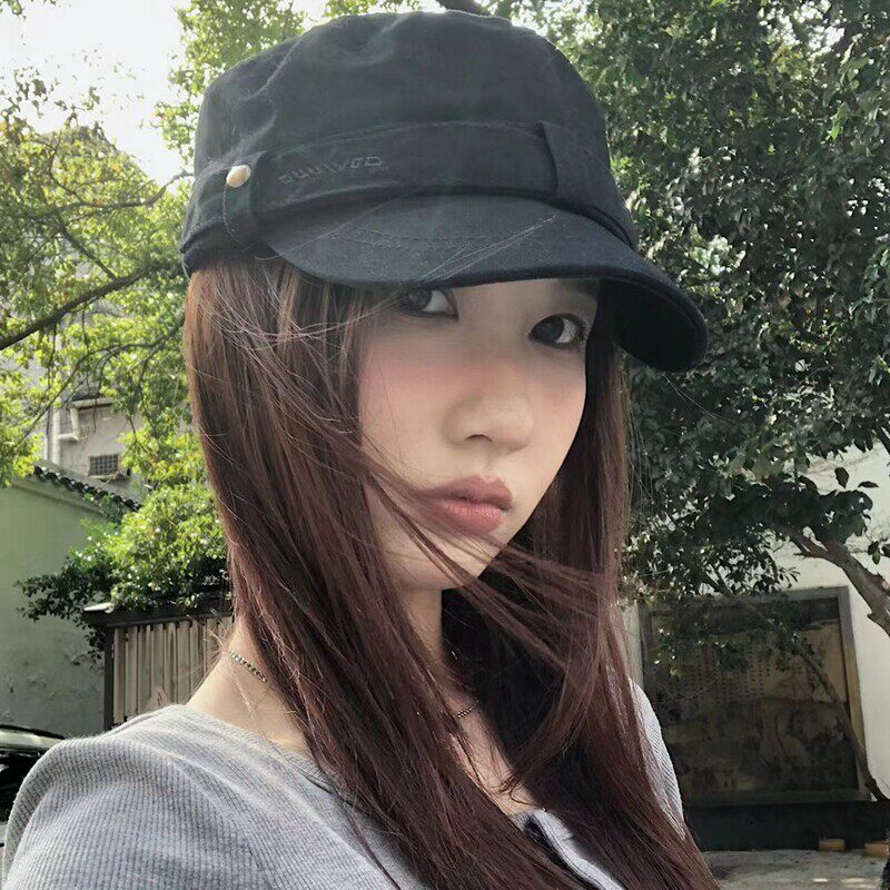 韩系黑色平顶马术帽女宽檐显脸小