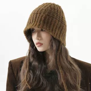 美拉德风秋冬季针织帽子加厚保暖