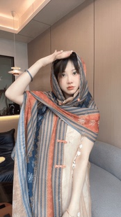 橙色沙漠西部旅游拍照神器户外防晒披肩女旅游百搭时尚多功能丝巾