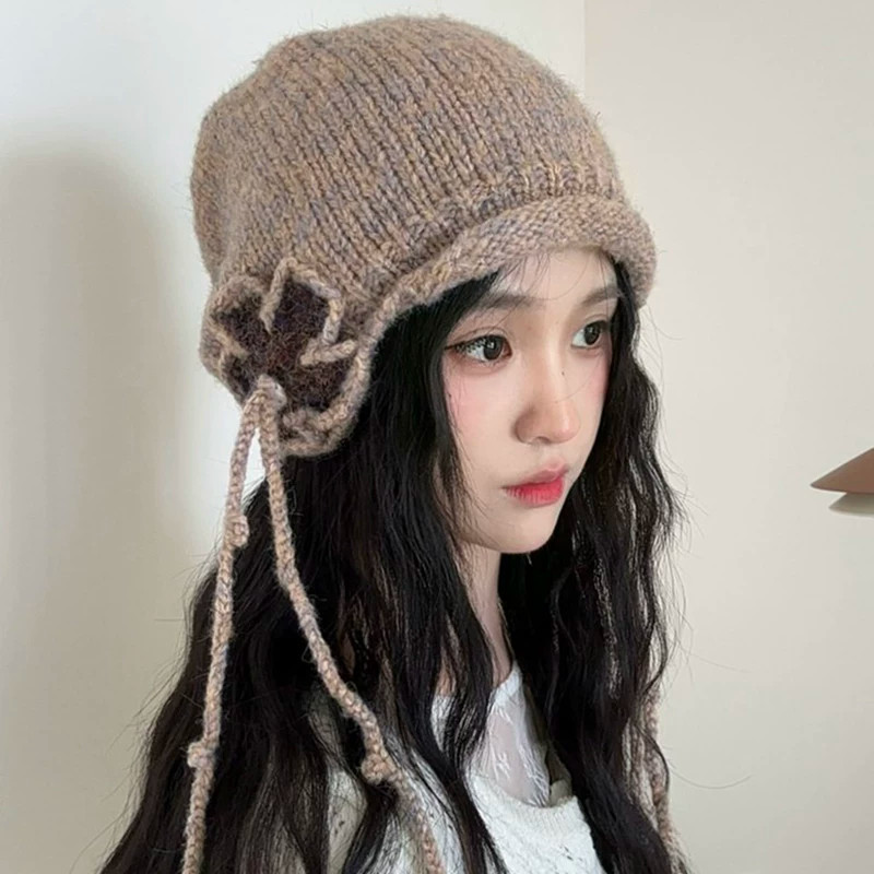 手工钩织流苏保暖帽显脸小堆堆帽